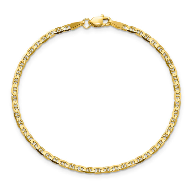 Yellow Gold Anchor Link Anklet 2.4mm