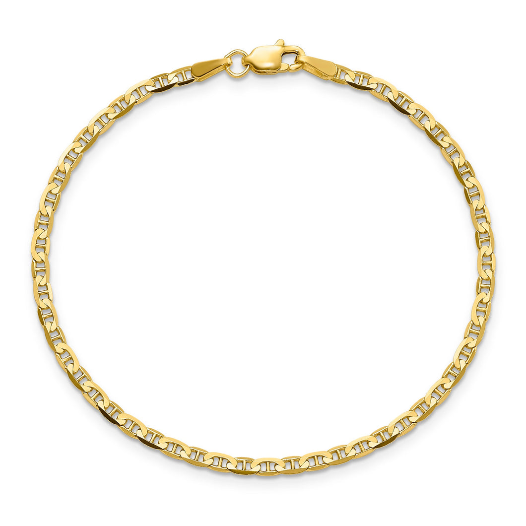 Yellow Gold Anchor Link Anklet 2.4mm