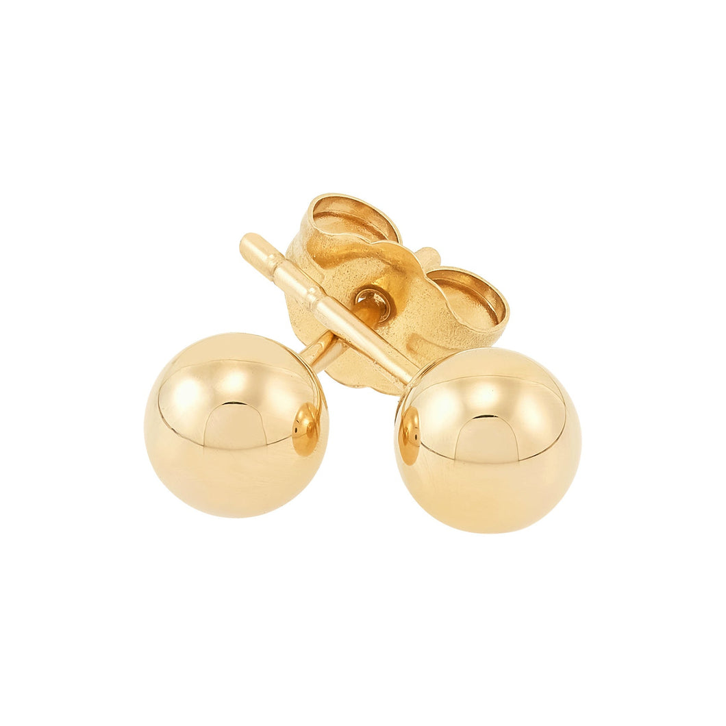 Yellow Gold Ball Stud Earrings 5mm
