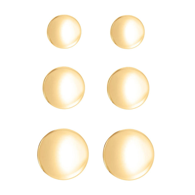 Yellow Gold Ball Stud Earrings Set of Three