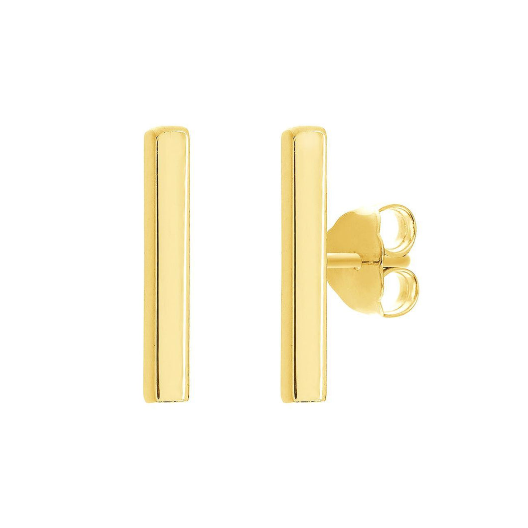 Yellow Gold Bar Stud Earrings