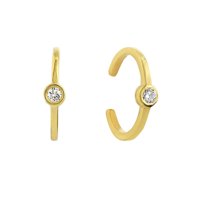 Yellow Gold Bezel-Set 1/20ctw Diamond Ear Cuffs