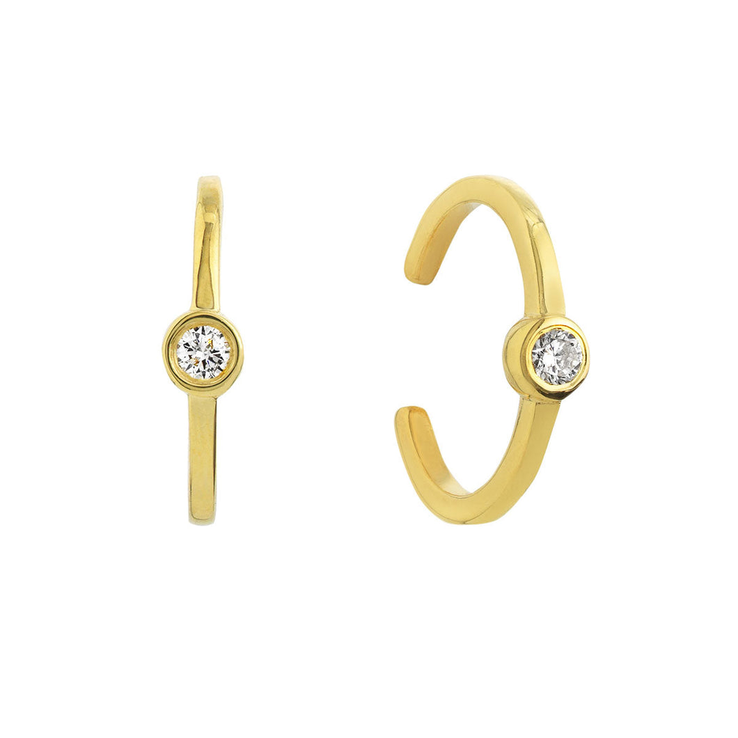 Yellow Gold Bezel-Set 1/20ctw Diamond Ear Cuffs