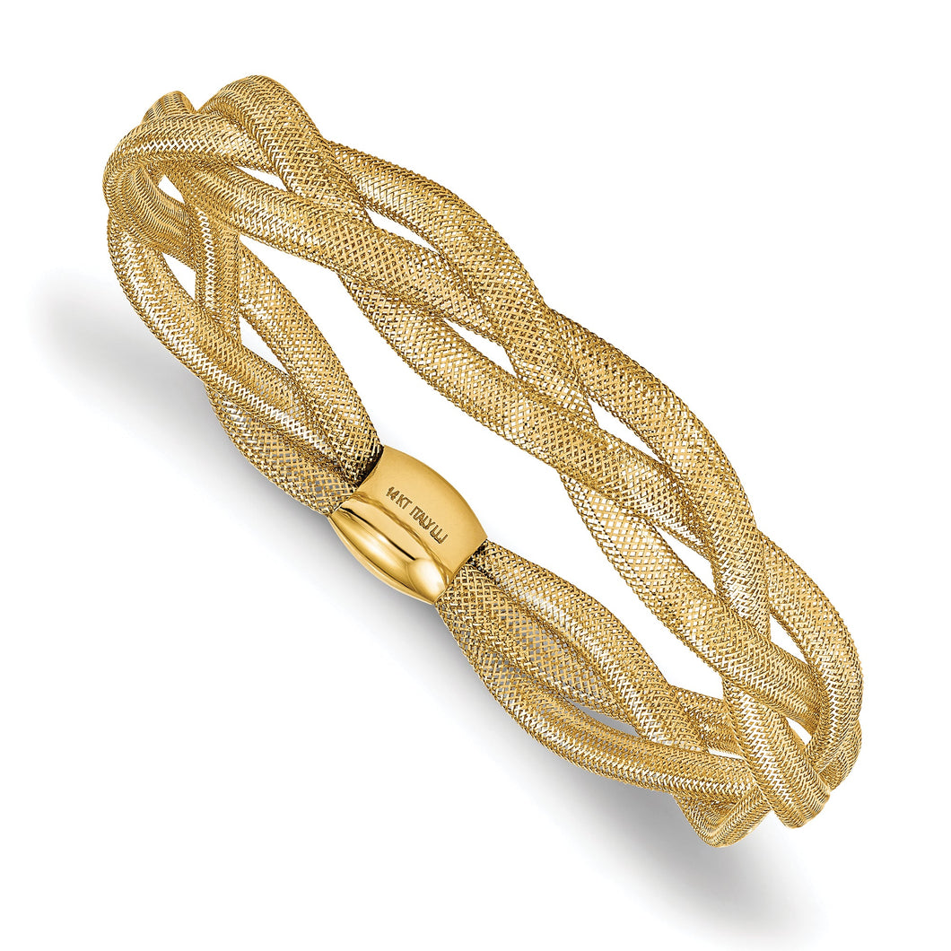 Yellow Gold Braided Mesh Stretch Adjustable Bracelet | 10mm
