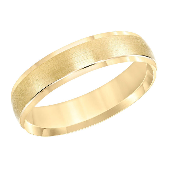 Yellow Gold Brushed Finish Center Wedding Band | 5mm | Size 5.5
