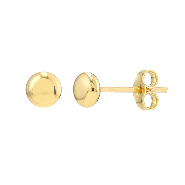 Yellow Gold Button Stud Earrings 4.5mm