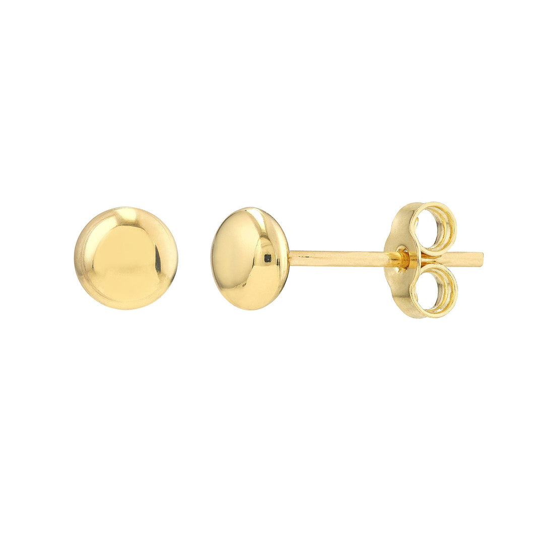 Yellow Gold Button Stud Earrings 4.5mm