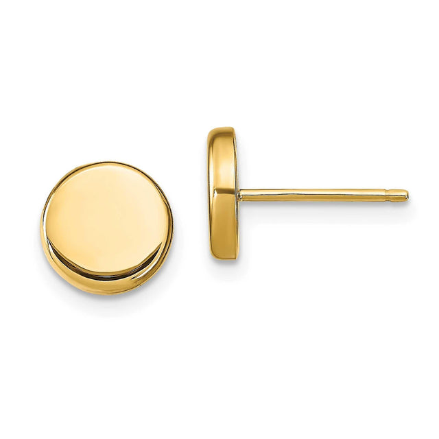 Yellow Gold Button Stud Earrings