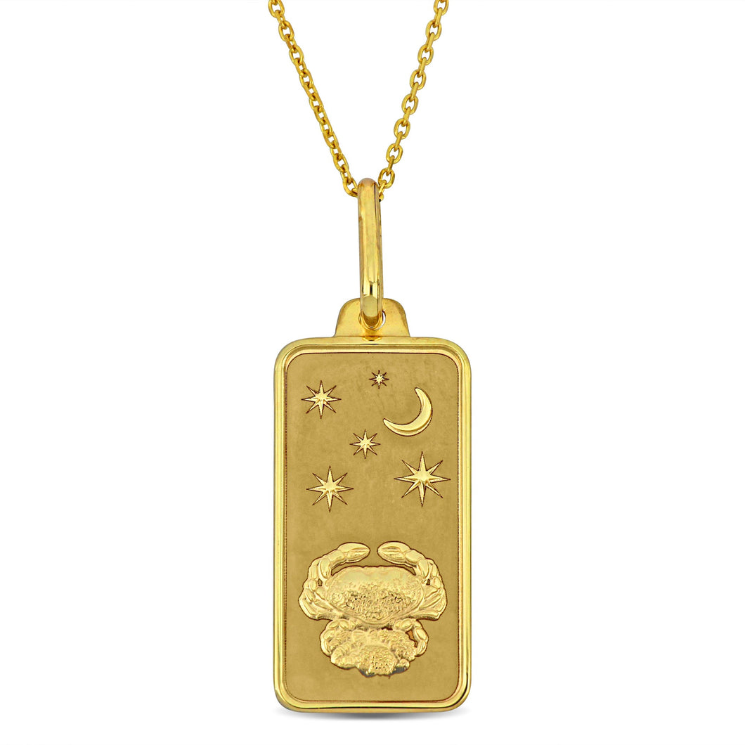 Yellow Gold Cancer Zodiac Sign Pendant Necklace