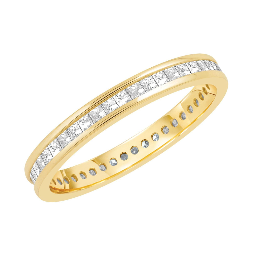 Yellow Gold Channel Set Princess Diamond Eternity Band 1/2ctw