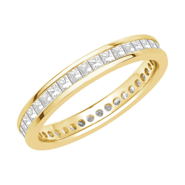 Yellow Gold Channel Set Princess Diamond Eternity Band 1ctw