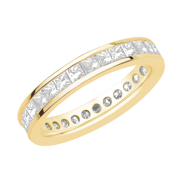 Yellow Gold Channel Set Princess Diamond Eternity Band 2ctw