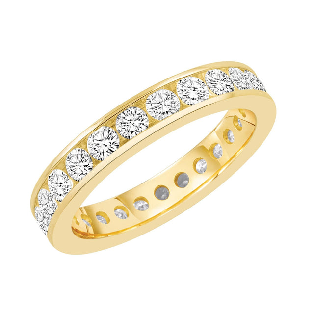 Yellow Gold Channel Set Round Diamond Eternity Band 1 1/2ctw