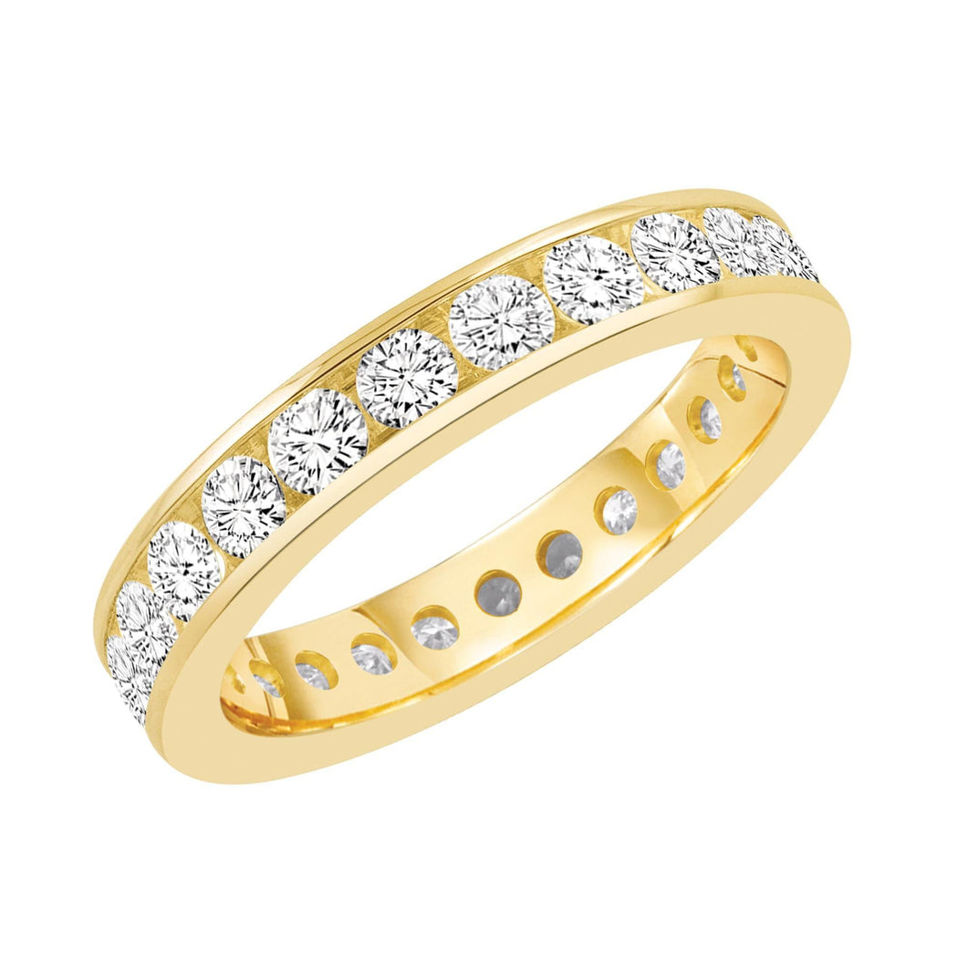 Yellow Gold Channel Set Round Diamond Eternity Band 1 1/2ctw