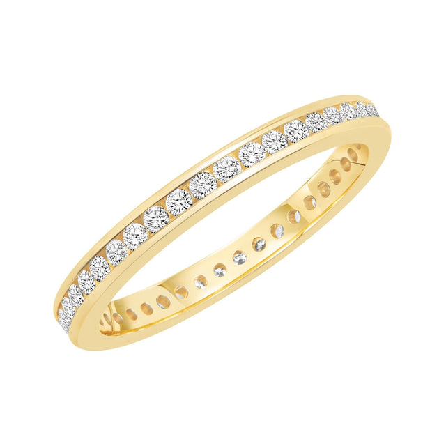 Yellow Gold Channel Set Round Diamond Eternity Band 1/2ctw