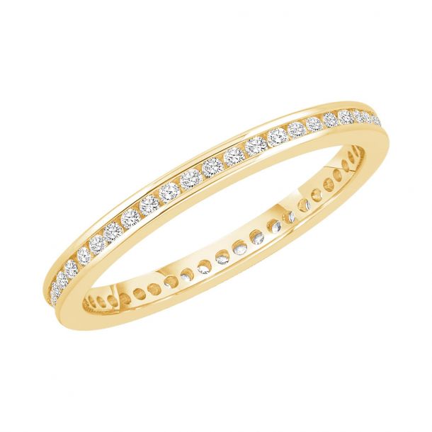 Yellow Gold Channel Set Round Diamond Eternity Band 1/4ctw