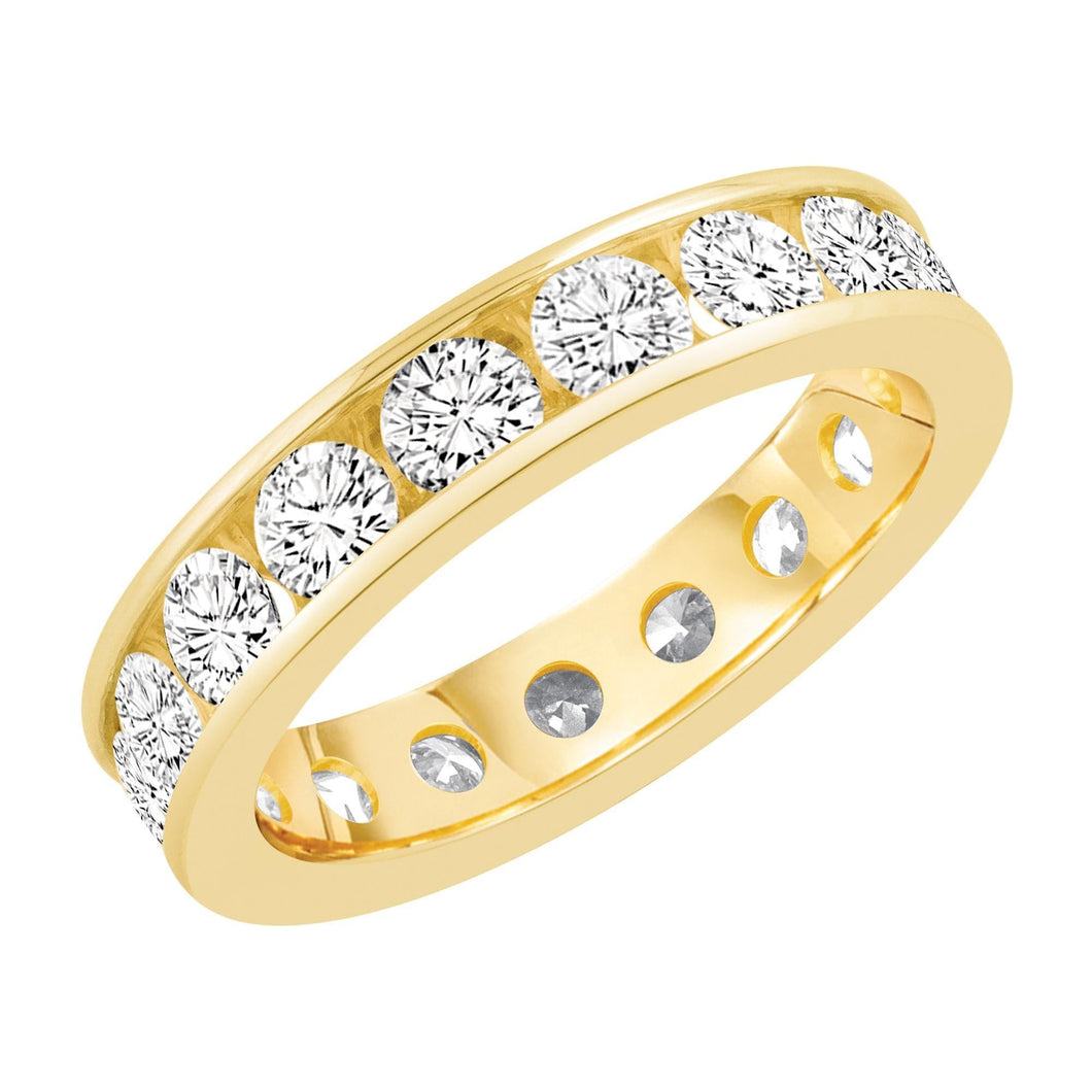 Yellow Gold Channel Set Round Diamond Eternity Band 2ctw