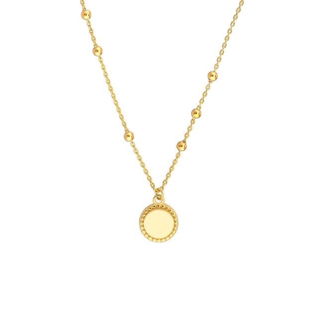 Yellow Gold Circle Station Pendant Necklace