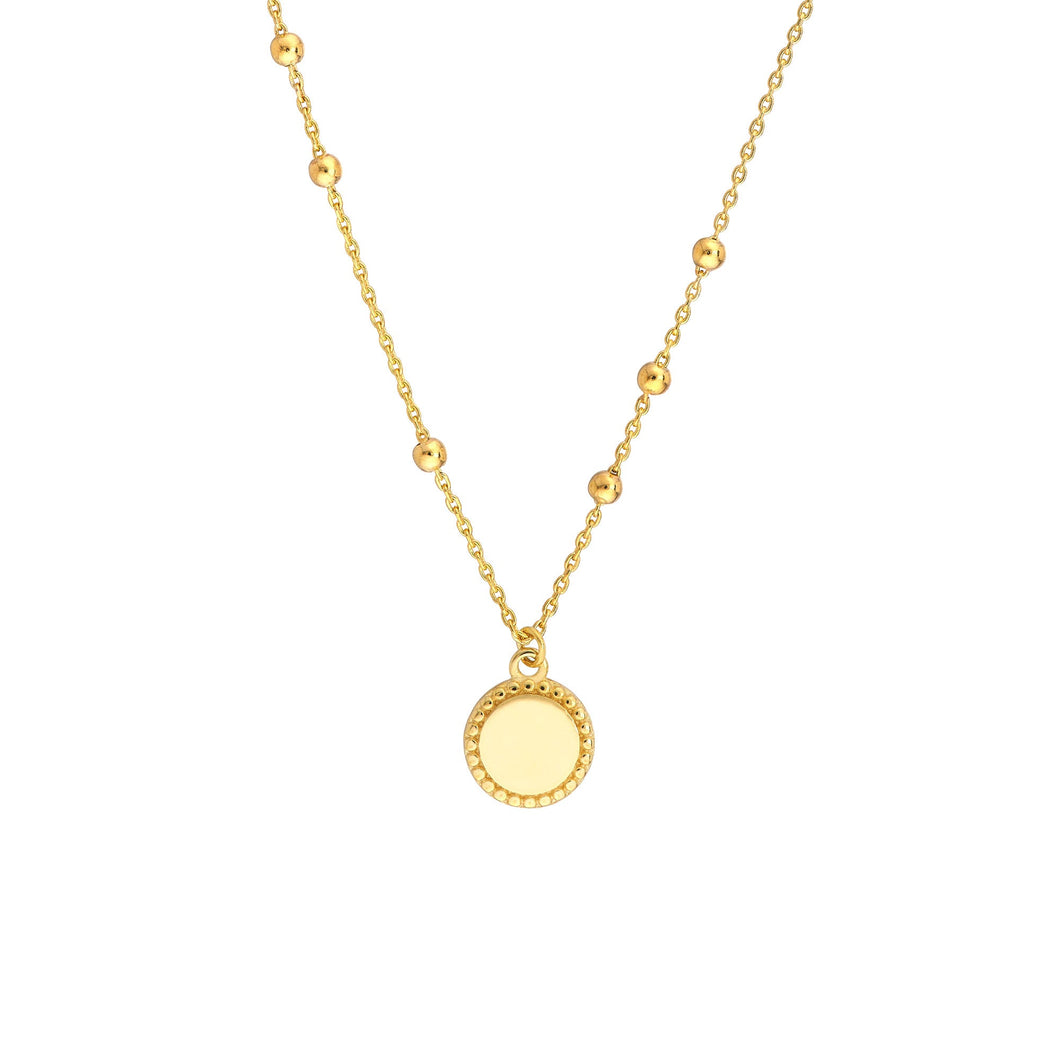 Yellow Gold Circle Station Pendant Necklace