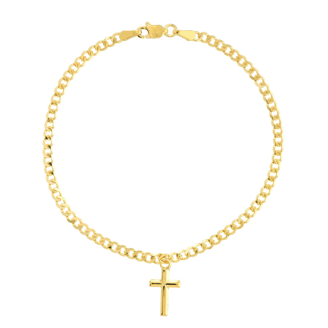 Yellow Gold Cross Charm Bracelet