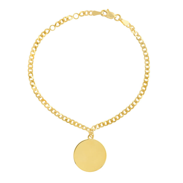 Yellow Gold Dangling Disc Charm Bracelet