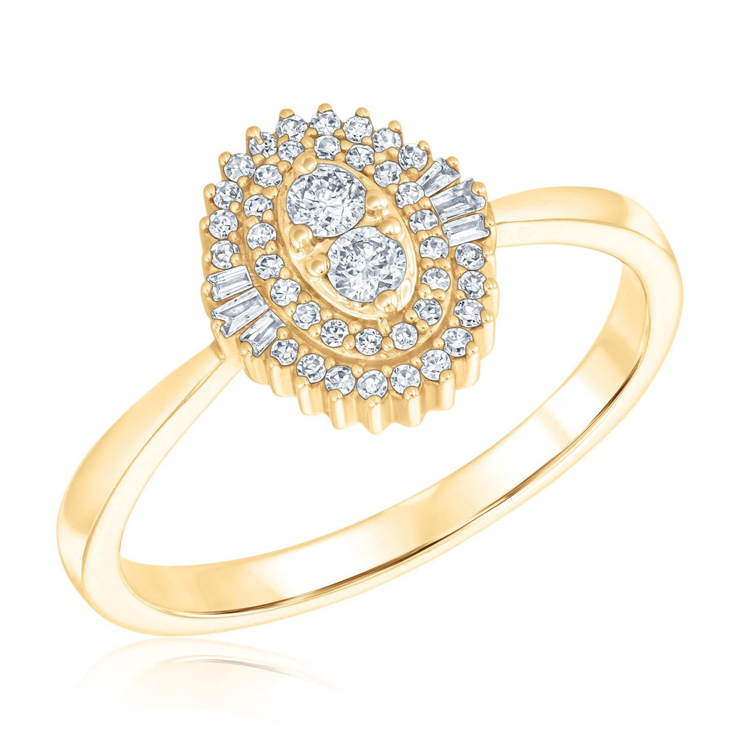 Yellow Gold Diamond Ballerina Cluster Ring 1/4ctw