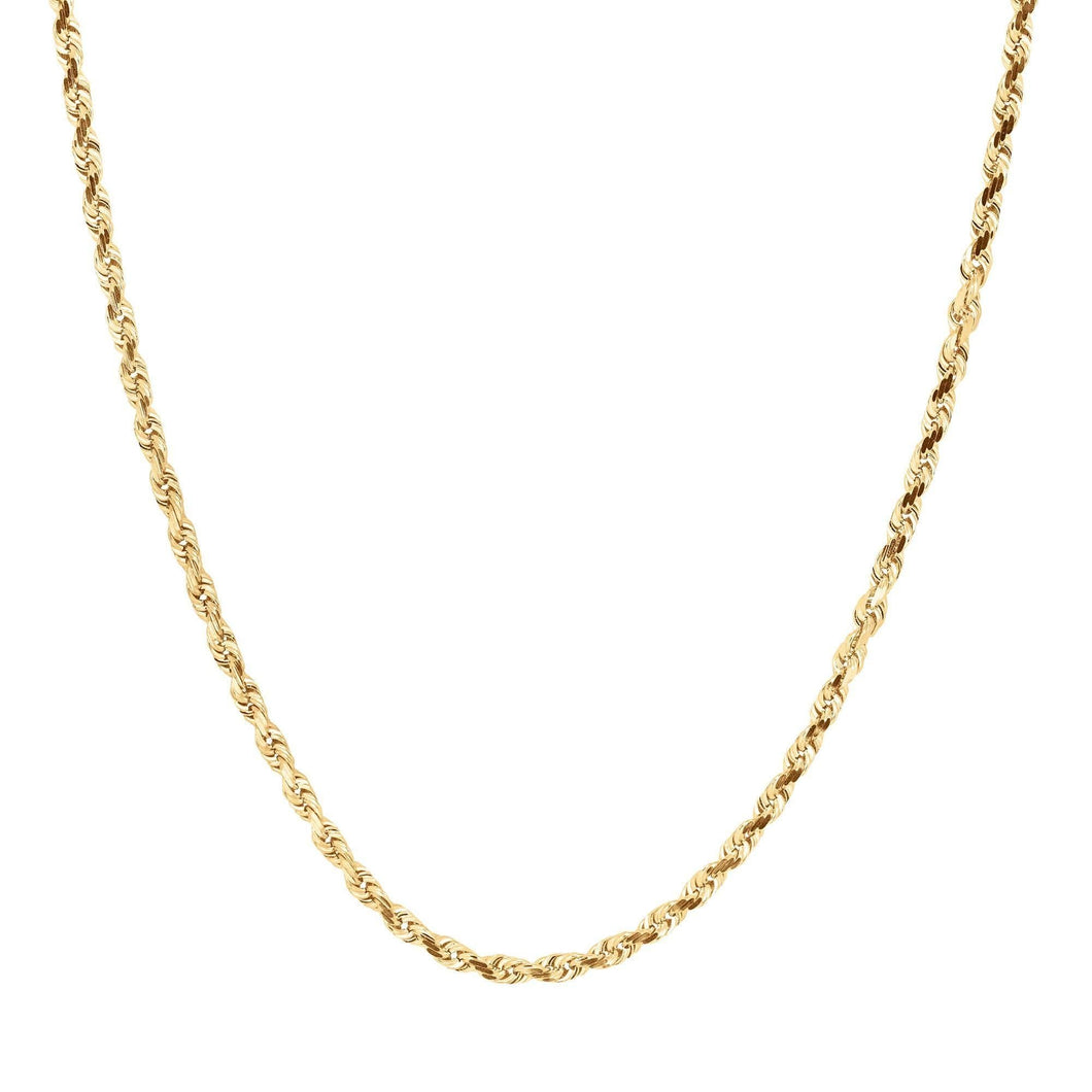 Yellow Gold Diamond-Cut Rope Chain Necklace | 4mm | 18 Inches
