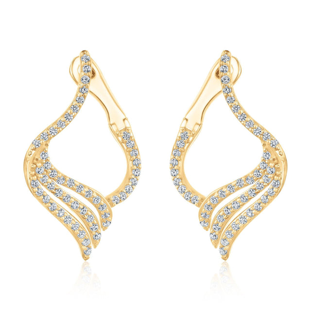 Yellow Gold Diamond Front Back Earrings 1/2ctw