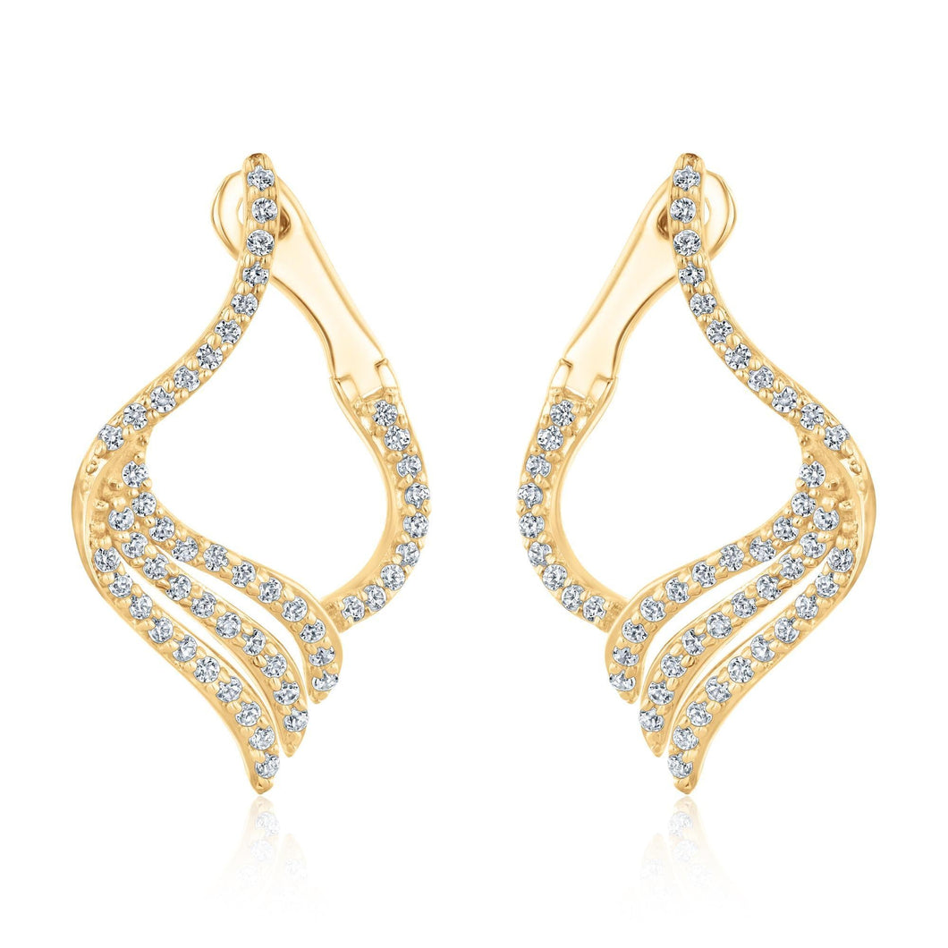 Yellow Gold Diamond Front Back Earrings 1/2ctw
