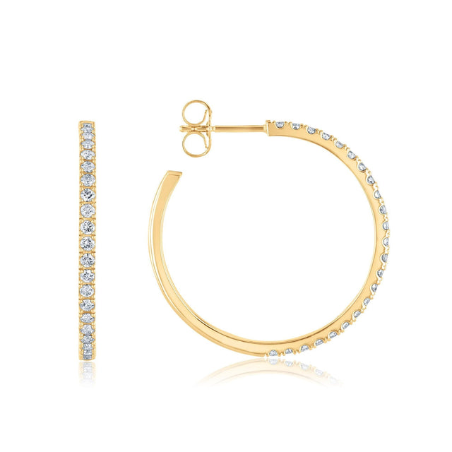 Yellow Gold Diamond Hoop Earrings 5/8ctw