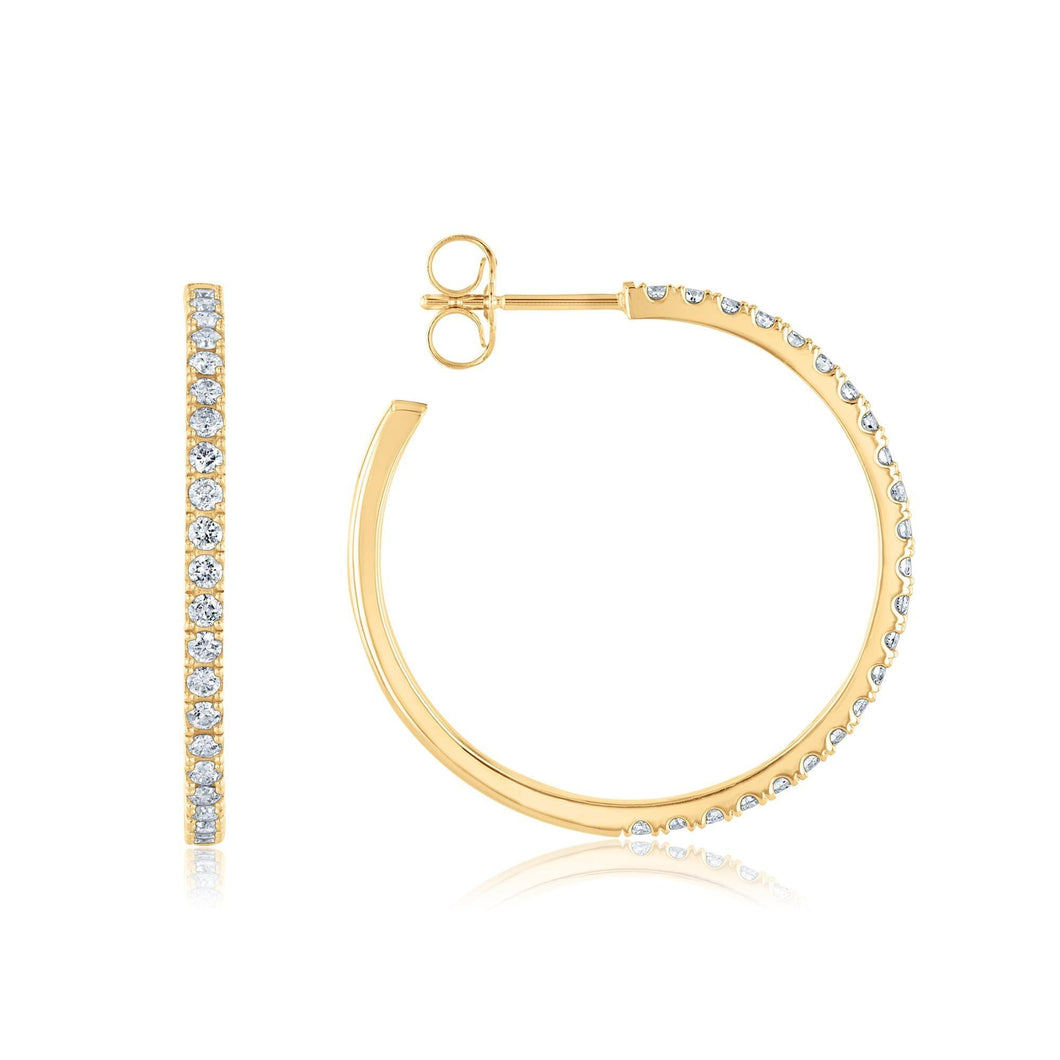 Yellow Gold Diamond Hoop Earrings 5/8ctw