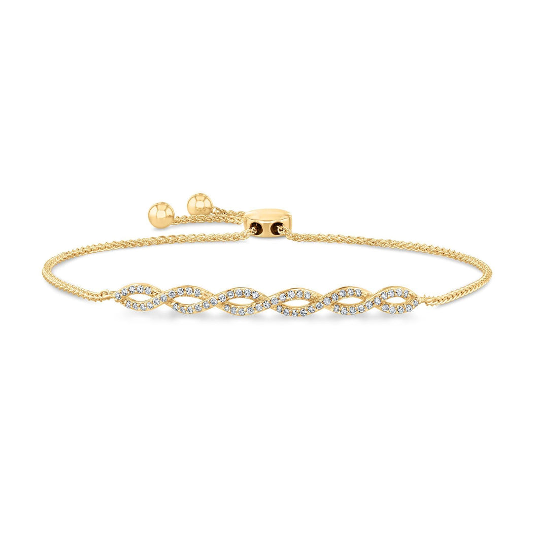 Yellow Gold Diamond Twist Bolo Bracelet 1/4ctw