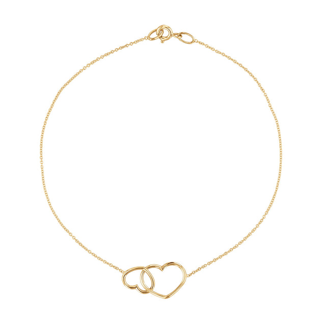 Yellow Gold Double Heart Anklet