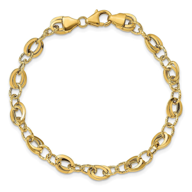 Yellow Gold Fancy Link Bracelet | 6.5mm | 7.5 Inches