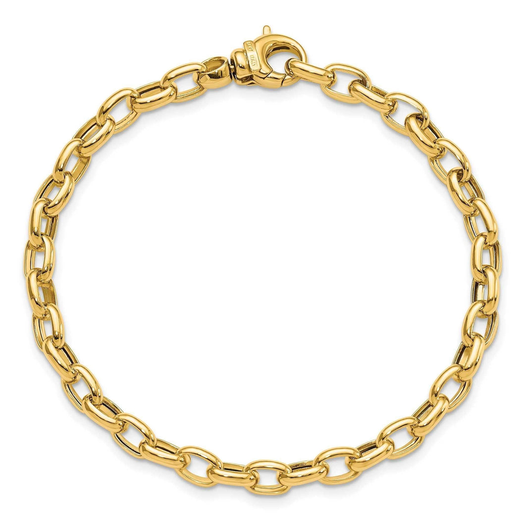 Yellow Gold Fancy Oval Link Chain Bracelet | 5mm | 7.5 Inches