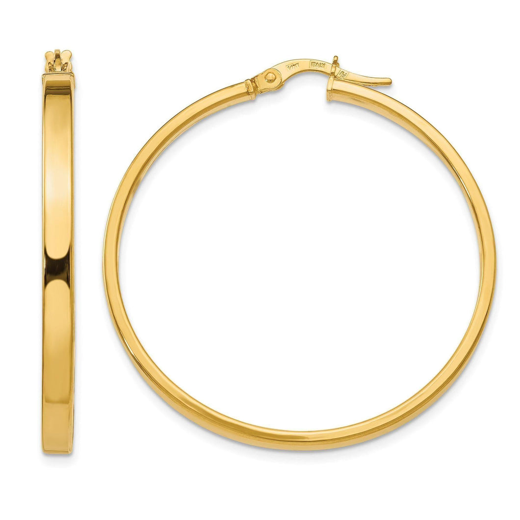 Yellow Gold Flat Hoop Earrings | 3x40mm