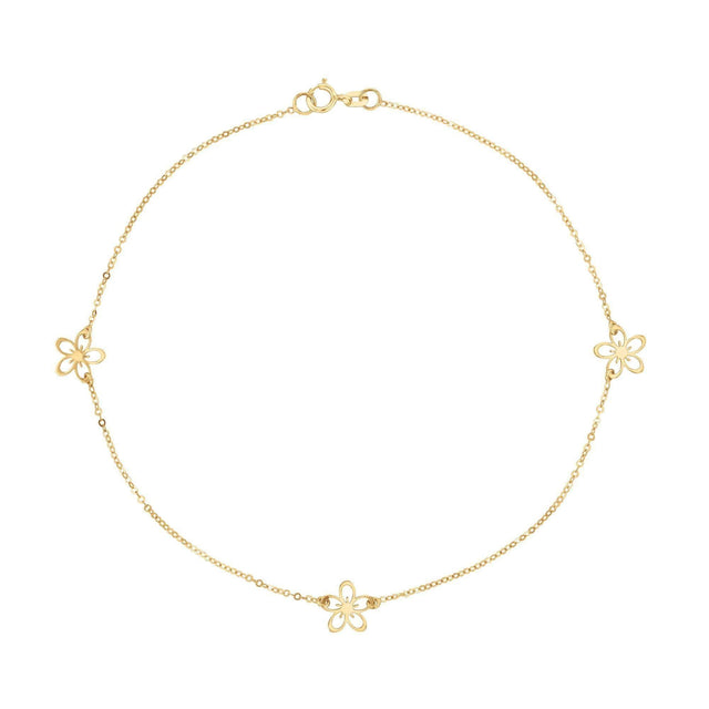 Yellow Gold Flower Station Anklet