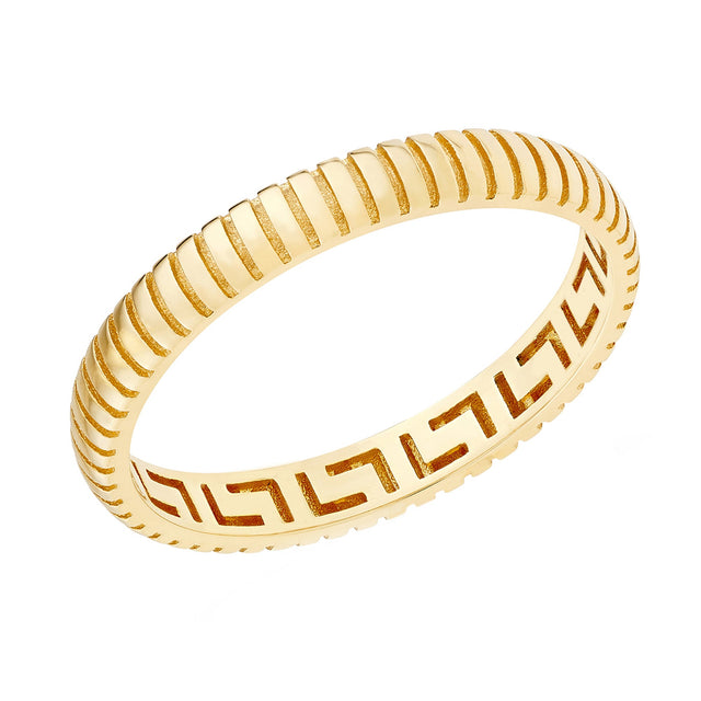 Yellow Gold Fluted Stackable Ring - Size 7