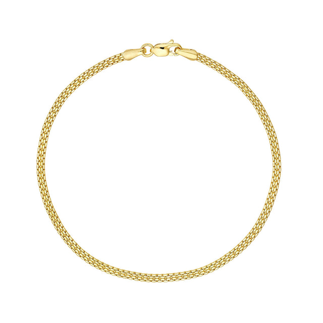 Yellow Gold Hollow Box Bismarck Bracelet - 7.5 Inches
