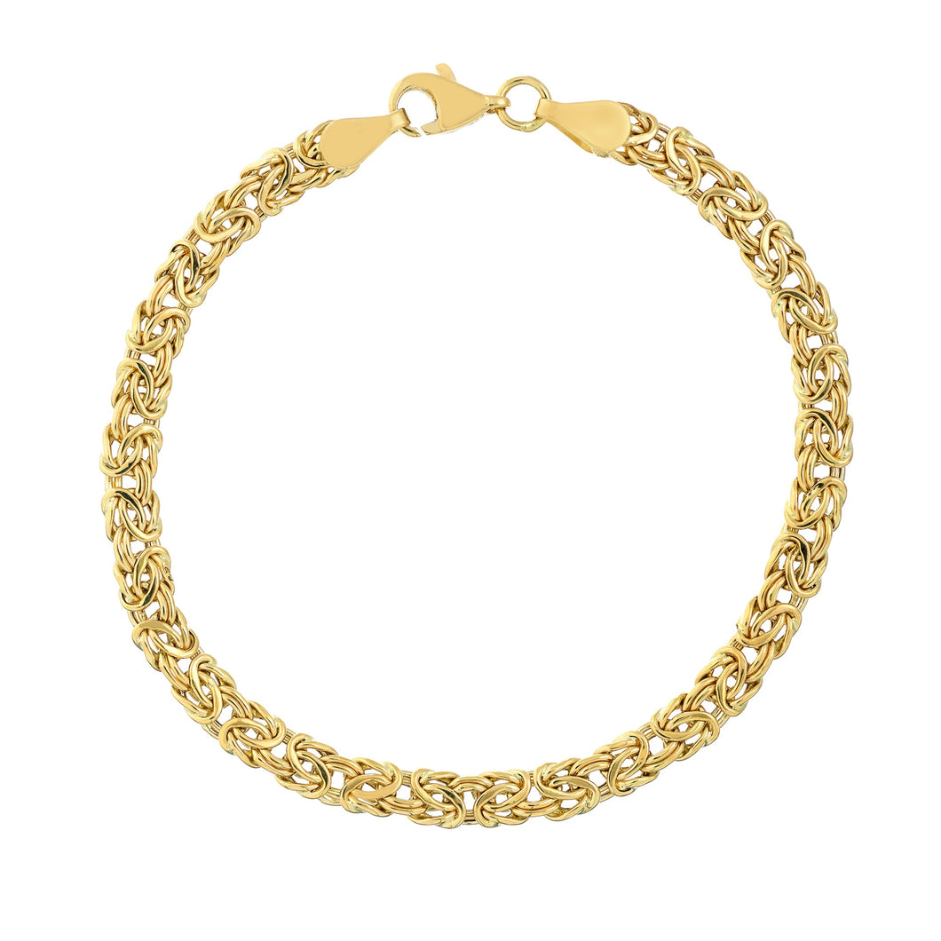 Yellow Gold Hollow Byzantine Chain Bracelet | 5mm | 7.25 Inches