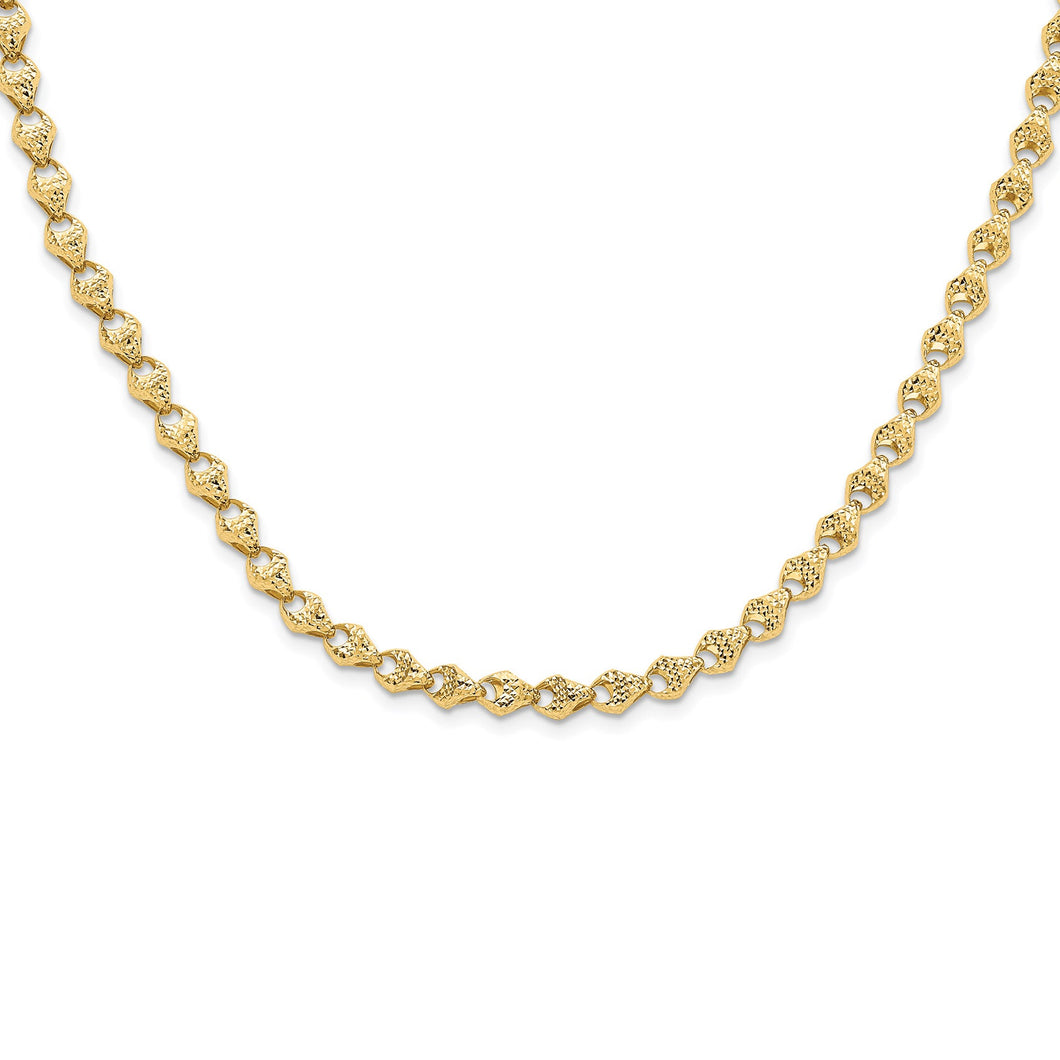 Yellow Gold Hollow Diamond-Cut Fancy Link Chain Necklace | 5.75mm | 18 Inches