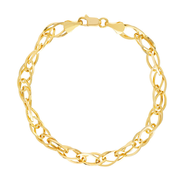 Yellow Gold Hollow Fancy Link Chain Bracelet | 5.4mm | 7.25 Inches
