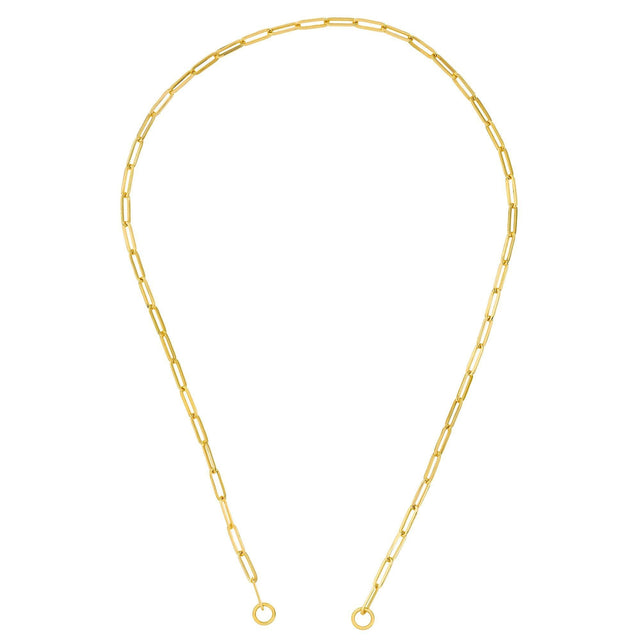 Yellow Gold Hollow Split Paperclip Push Lock Chain | 3.9mm | 20 Inches