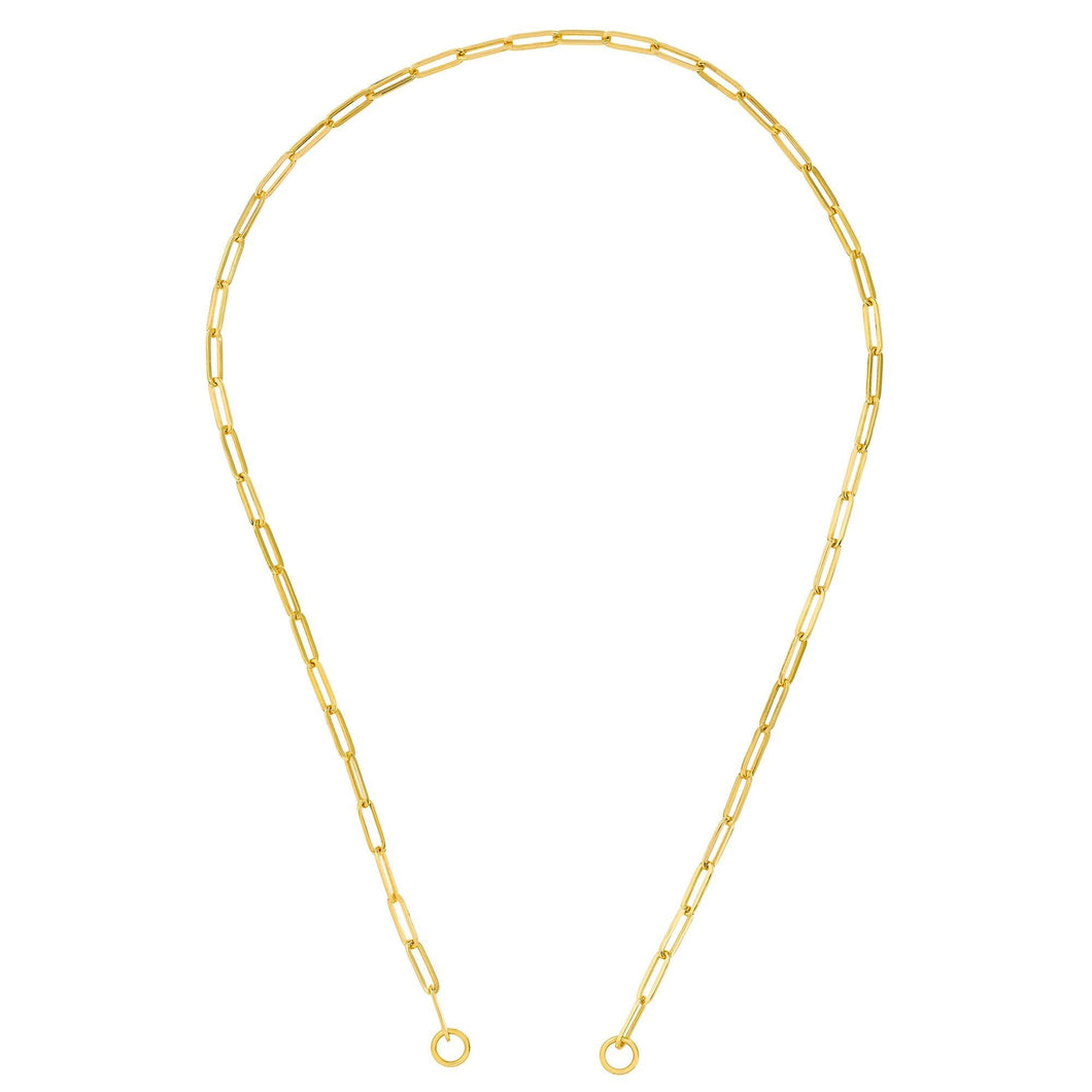 Yellow Gold Hollow Split Paperclip Push Lock Chain | 3.9mm | 20 Inches