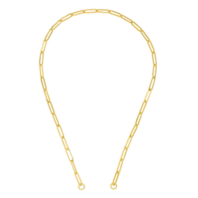 Yellow Gold Hollow Split Paperclip Push Lock Chain | 5mm | 20 Inches