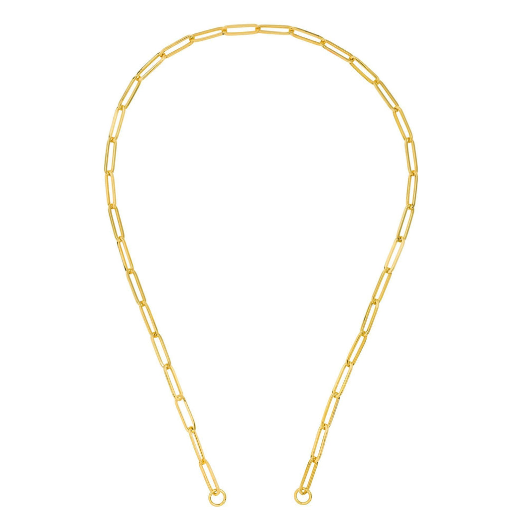 Yellow Gold Hollow Split Paperclip Push Lock Chain | 5mm | 20 Inches