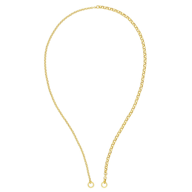 Yellow Gold Hollow Split Rope Push Lock Chain