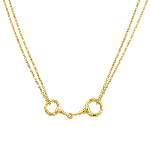 Yellow Gold Horse Bit Double Strand Necklace