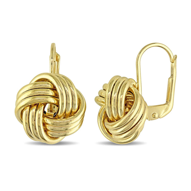 Yellow Gold Knot Leverback Earrings