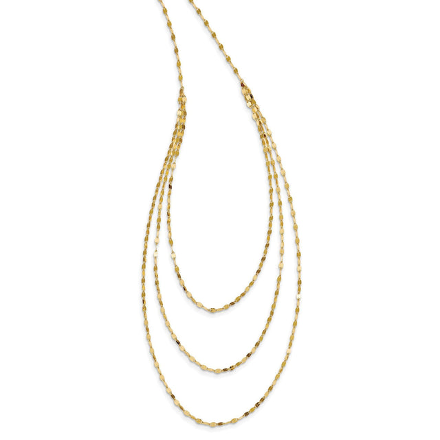 Yellow Gold Layered Three-Strand Chain Necklace | 1.5mm | 19.5 Inches